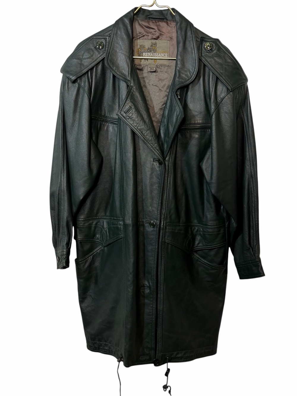 Vintage Green Butter Soft Leather Coat by Renaissance Label